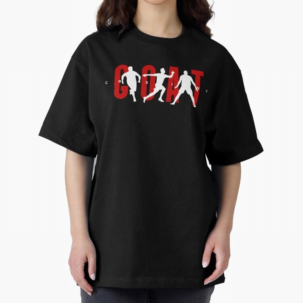 Cristiano Ronaldo Goat Oversized T-Shirt Celebrate Fan Culture around Global Football Passion for FIFA World Cup 2026 USA Canada Mexico, Filled with Mbappe, Argentina and Brazil, Fan Favorite Moments, National Team Passion, Big Match Drama and