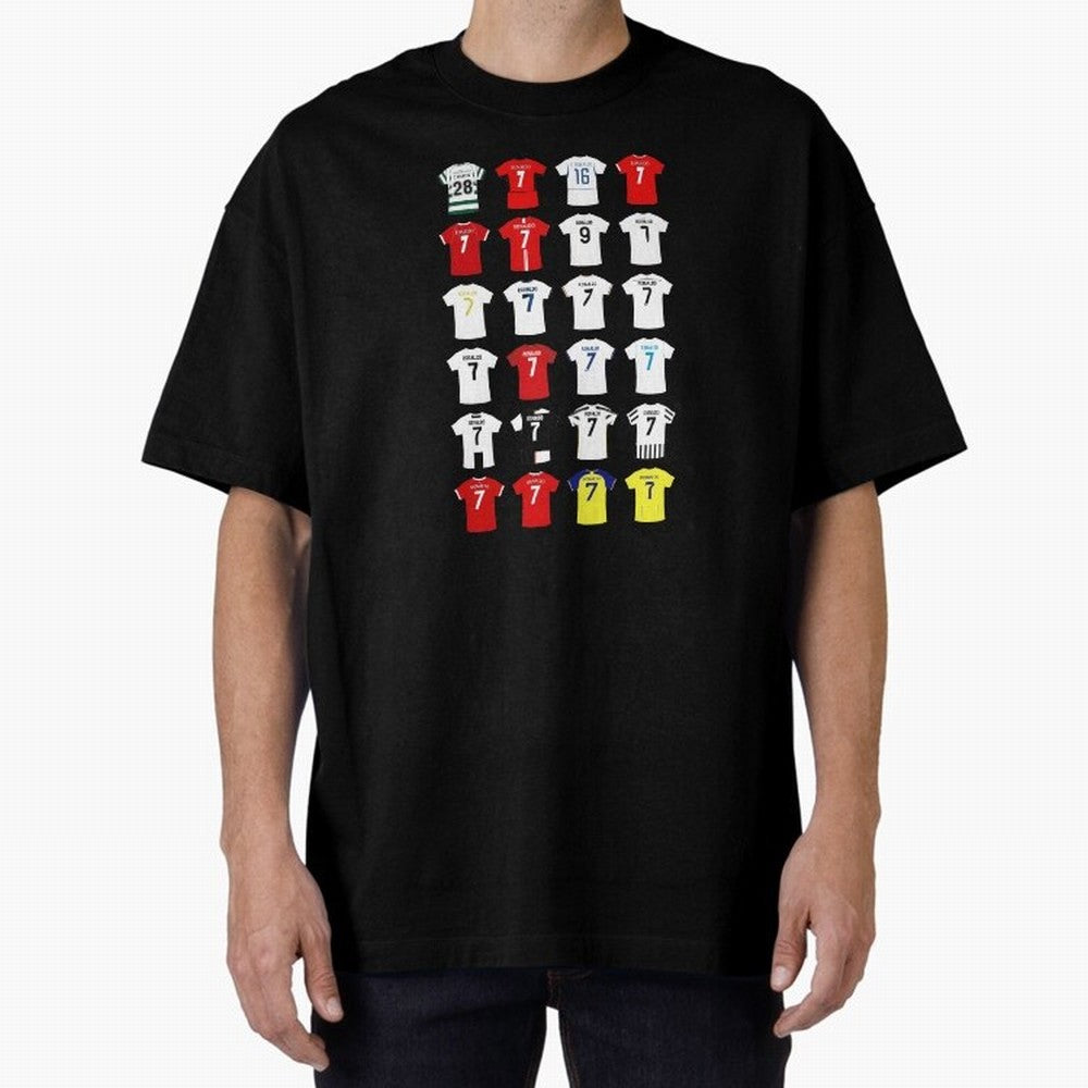 Cristiano Ronaldo Football Shirt Oversized T-Shirt Elevate the FIFA World Cup 2026 Group Stage Journey through Messi and Cristiano Ronaldo Highlights, Spain Pride, Vintage Soccer Flavor, Modern Football Stars, National Flags and Final Night