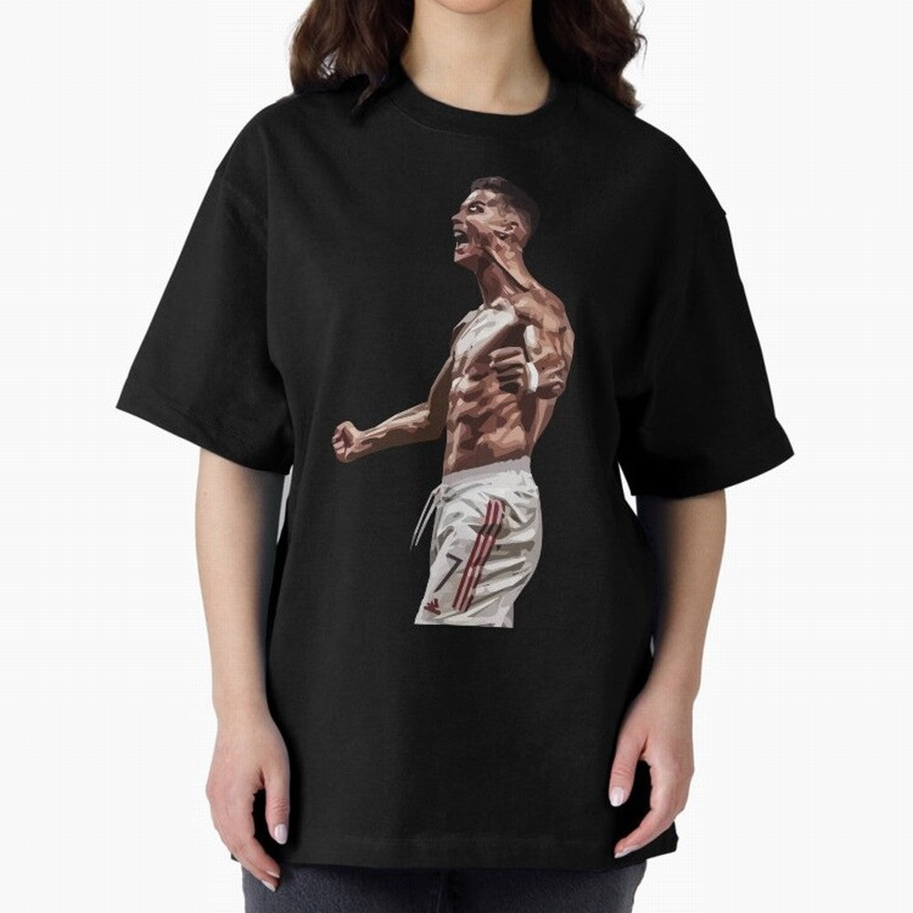 Cristiano Ronaldo - Celebration - CR7 - Black Oversized T-Shirt Back the Journey through FIFA World Cup 2026 USA Canada Mexico Built around Mbappe and Neymar, Brazil, Portugal and Argentina Energy, Champion Mindset, Group Stage Buzz, Knockout