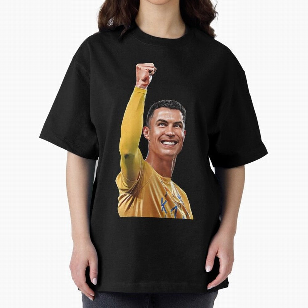 Cristiano Ronaldo - CR 7 Celebration Oversized T-Shirt Capture Global Football Passion for FIFA World Cup 2026, with Mbappe and Neymar, England and Germany, Supporter Pride, Iconic Celebrations, Legendary Names and Global Match Day Energy; Perfect