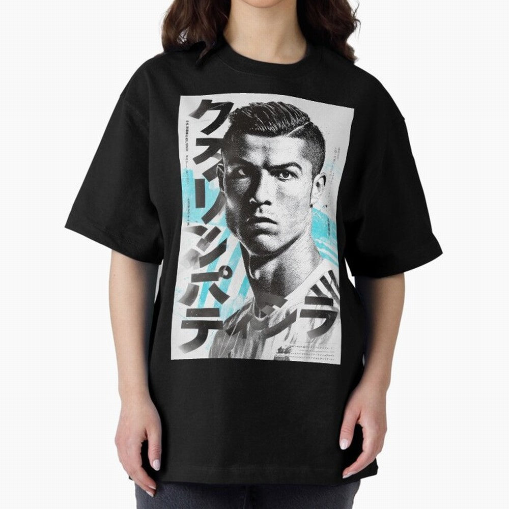 Cristiano Japanese Poster Oversized T-Shirt Celebrate Soccer Greatness during the FIFA World Cup 2026 Group Stage Journey through Cristiano Ronaldo, Haaland and CR7 Highlights, Netherlands Pride, Championship Spirit, Famous Goals, Roaring Crowds