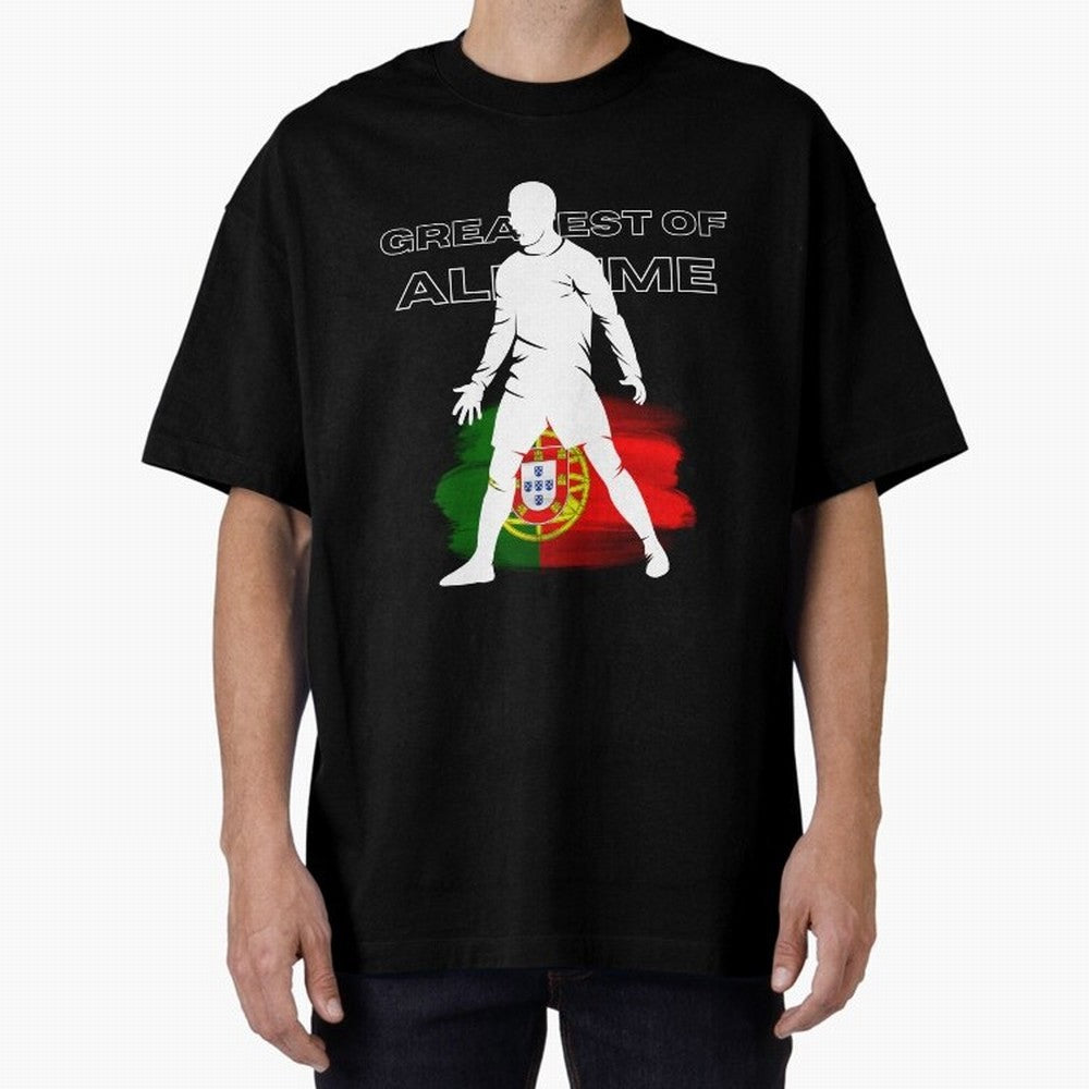 Cristiano Ronaldo Portugal Greatest Of All Time Oversized T-Shirt Keep the Match Day Mood of FIFA World Cup 2026 Group Stage for Fans of Messi, Neymar and Mbappe and Spain, Bringing Retro Football Energy, Iconic Rivalries, Trophy Chase Drama and