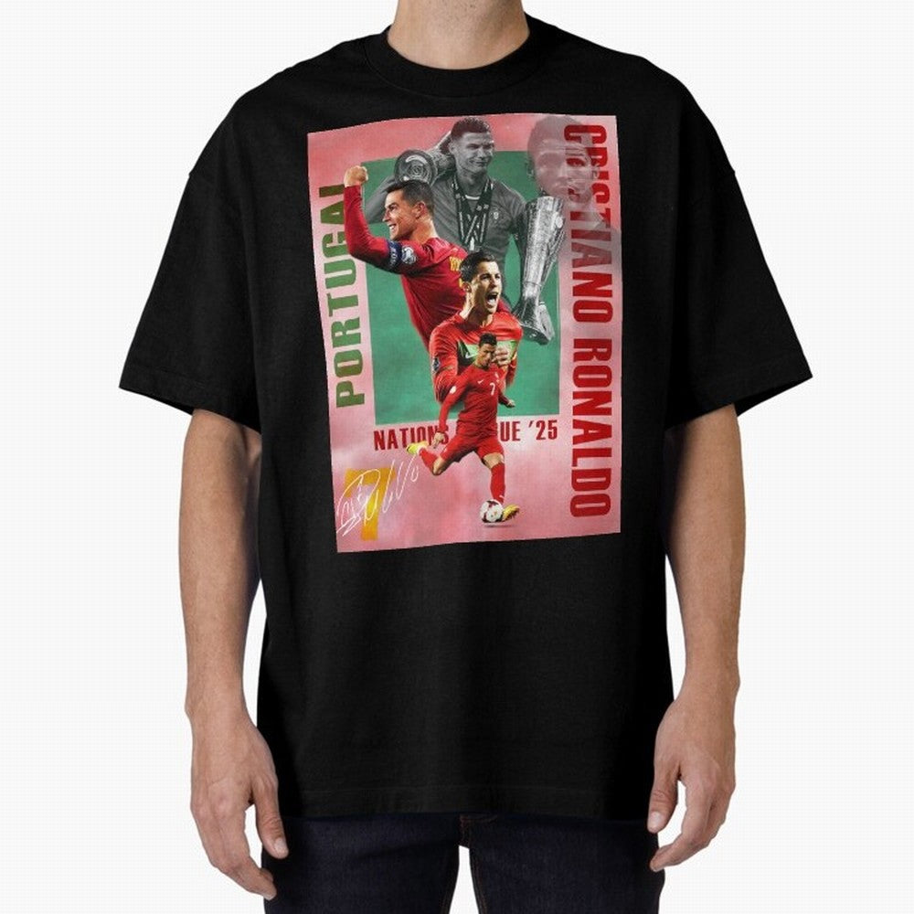Cristiano Ronaldo Portugal Football Legend Oversized T-Shirt Bring International Match Energy to Global Football Passion for FIFA World Cup 2026 Group Stage, Driven by Messi, CR7 and Mbappe, Brazil, Global Supporter Spirit, Legendary Goals,