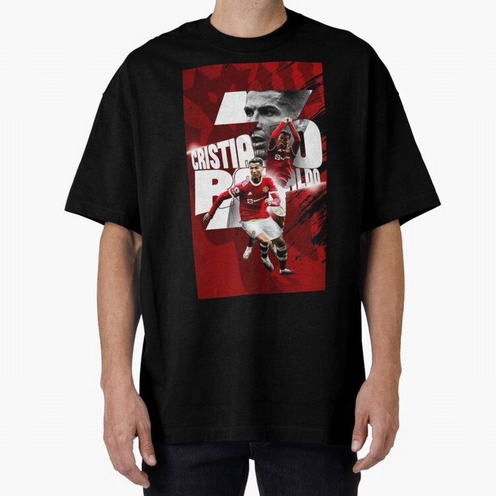 Cristiano Ronaldo Illustration Oversized T-Shirt Mark Match Day Hype around FIFA World Cup 2026 Group Stage, Haaland, Spain, Stadium Memories, Football Loyalty, International Chants and Championship Tradition; Built for Supporters Chasing Trophy