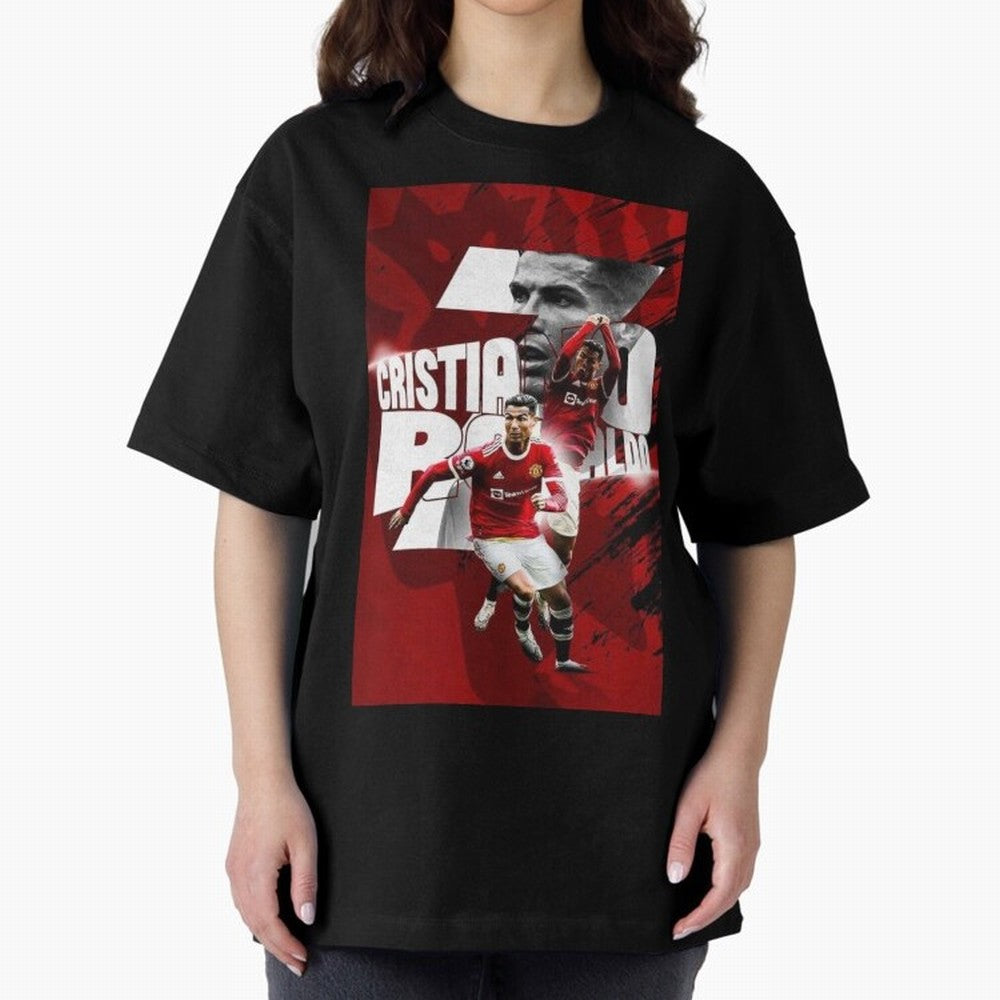 Cristiano Ronaldo Illustration Oversized T-Shirt Mark Match Day Hype around FIFA World Cup 2026 Group Stage, Haaland, Spain, Stadium Memories, Football Loyalty, International Chants and Championship Tradition; Built for Supporters Chasing Trophy