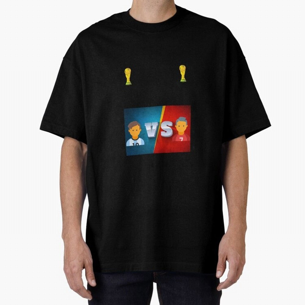 THE RONALDO VS MESSI Oversized T-Shirt Support Iconic Players in Global Football Passion for FIFA World Cup 2026 USA Canada Mexico, with CR7, Brazil, Portugal and Argentina, Stadium Chants, National Pride, Trophy Dreams and Unforgettable Football