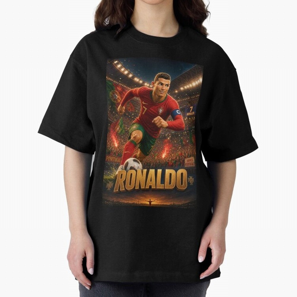 Ronaldo Oversized T-Shirt Treasure FIFA World Cup 2026 Group Stage Featuring Haaland, Brazil Energy, Vintage Soccer Flavor, Modern Football Stars, National Flags and Final Night Emotion; Made for Die Hard Supporters, Soccer Lovers, Game Day Photos
