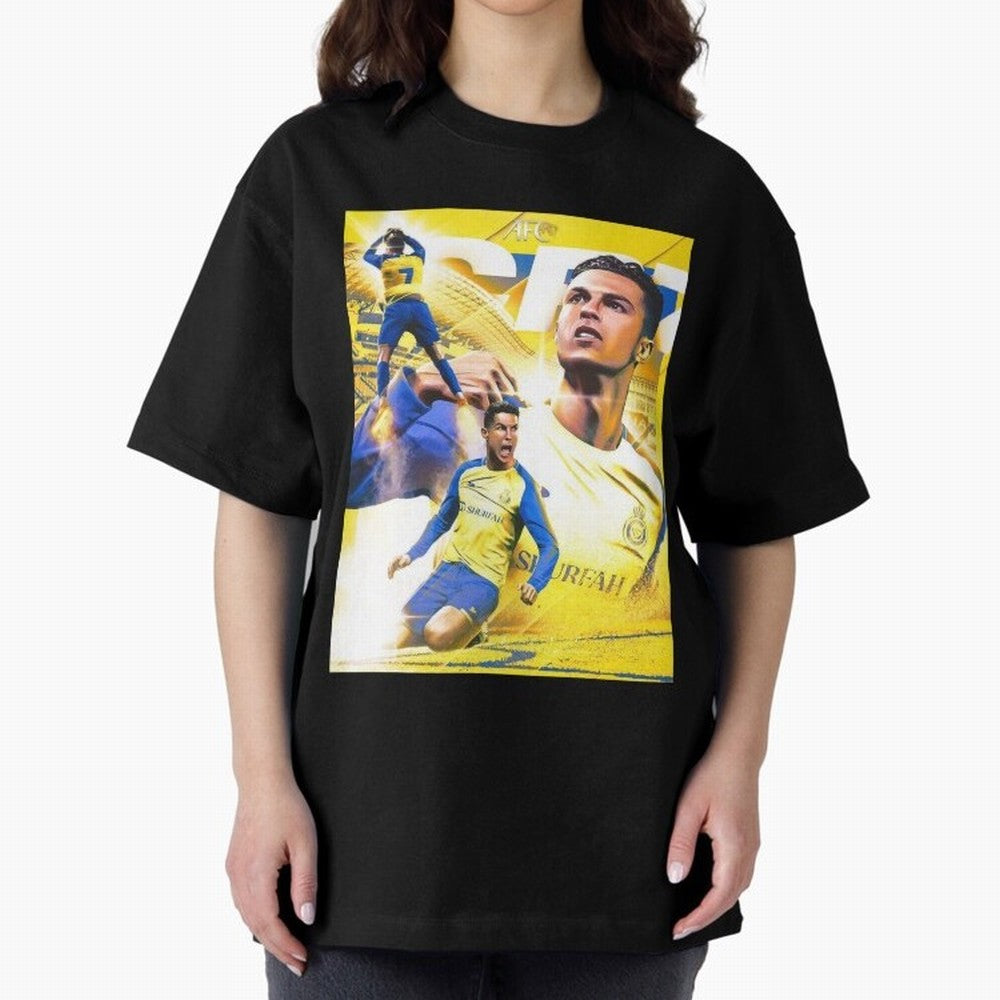 Cristiano Ronaldo Al-Nassr Football Club Oversized T-Shirt Feel the Roar of FIFA World Cup 2026 USA Canada Mexico Spirit, Capturing Netherlands, CR7, Championship Spirit, Famous Goals, Roaring Crowds and International Football Unity; Made for