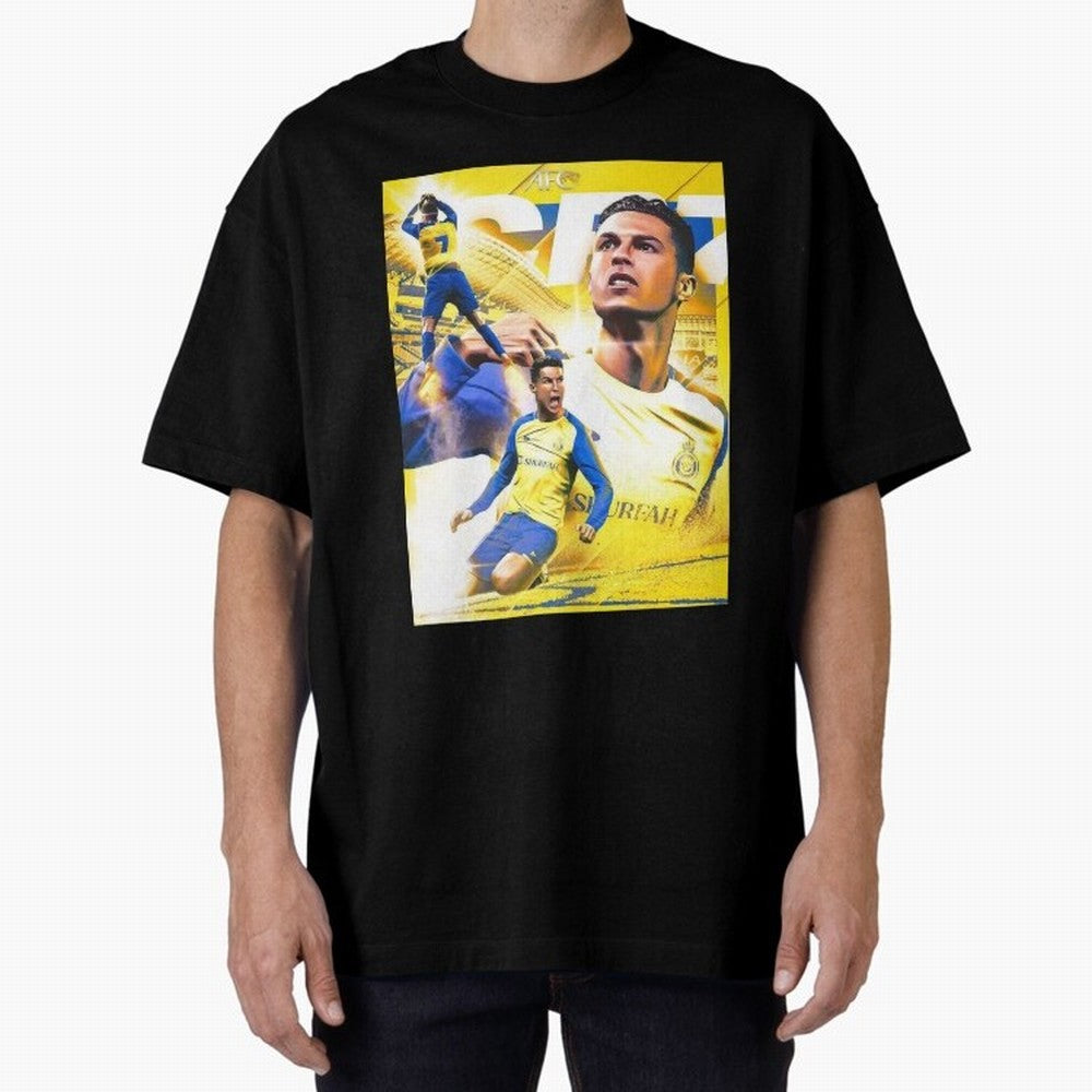 Cristiano Ronaldo Al-Nassr Football Club Oversized T-Shirt Feel the Roar of FIFA World Cup 2026 USA Canada Mexico Spirit, Capturing Netherlands, CR7, Championship Spirit, Famous Goals, Roaring Crowds and International Football Unity; Made for