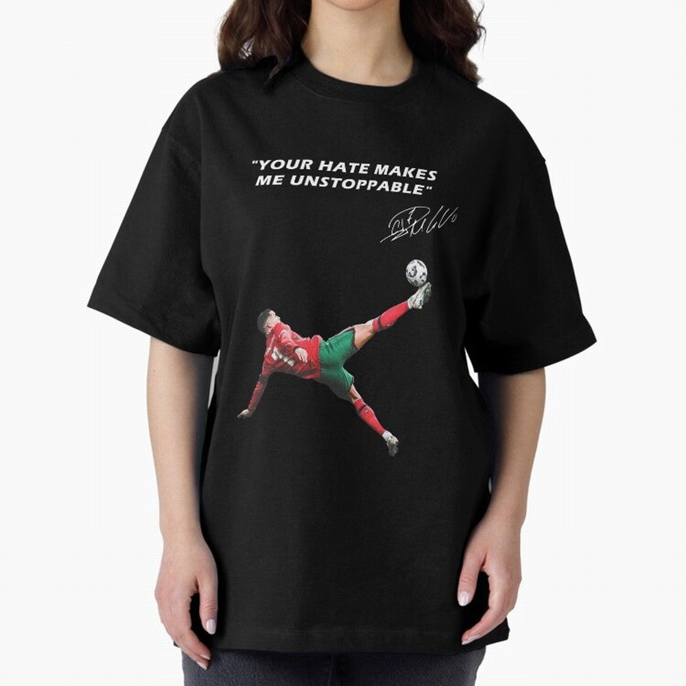 Cristiano Ronaldo Footballer Oversized T-Shirt Back the Journey through FIFA World Cup 2026 USA Canada Mexico for Fans of Neymar, Haaland and Cristiano Ronaldo and Argentina and Brazil, Bringing Football Festival Excitement, Trophy Ambitions,