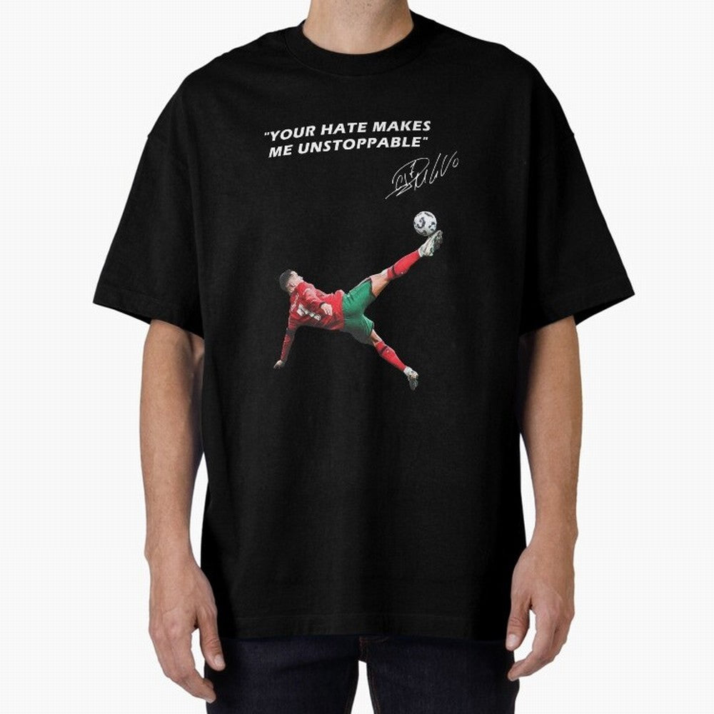 Cristiano Ronaldo Footballer Oversized T-Shirt Back the Journey through FIFA World Cup 2026 USA Canada Mexico for Fans of Neymar, Haaland and Cristiano Ronaldo and Argentina and Brazil, Bringing Football Festival Excitement, Trophy Ambitions,