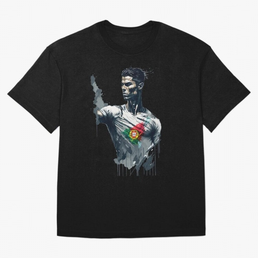 Cristiano Ronaldo splash art Oversized T-Shirt Show Your Love for FIFA World Cup 2026 Group Stage for Fans of Messi, CR7 and Mbappe and England, France and Netherlands, Bringing Classic Soccer Heritage, Championship Pressure, Fan Loyalty and