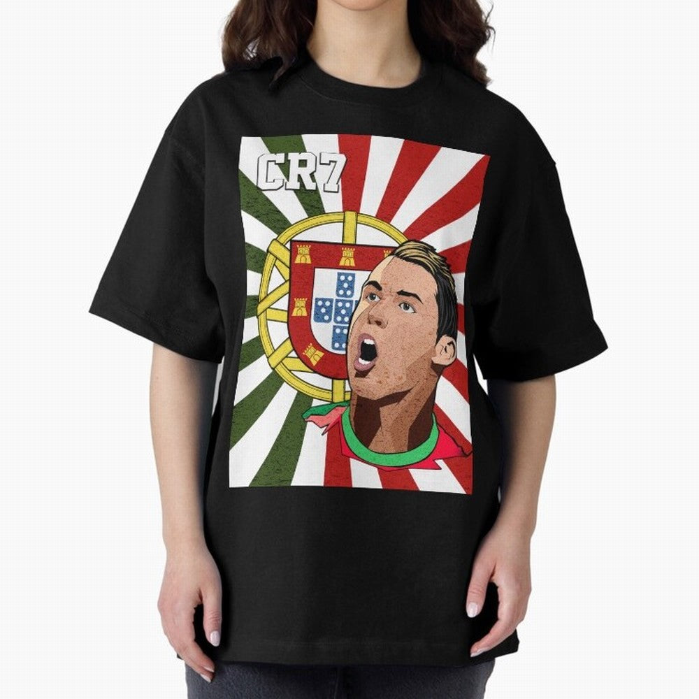 Cristiano Ronaldo 7 Oversized T-Shirt Bring Retro Soccer Energy to Match Day Hype around FIFA World Cup 2026 USA Canada Mexico, Haaland and Mbappe, England, Global Supporter Spirit, Legendary Goals, National Colors and Tournament Celebration;