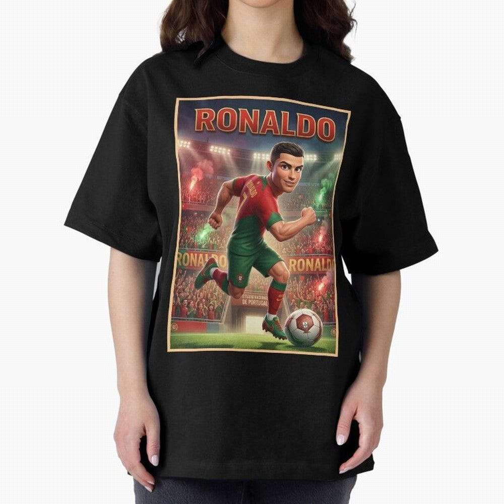 Ronaldo Oversized T-Shirt Bring World Football Passion into Global Football Passion for FIFA World Cup 2026, Driven by Messi, CR7 and Mbappe, Portugal, Football Festival Excitement, Trophy Ambitions, Country Rivalries and Star Player Buzz; Perfect