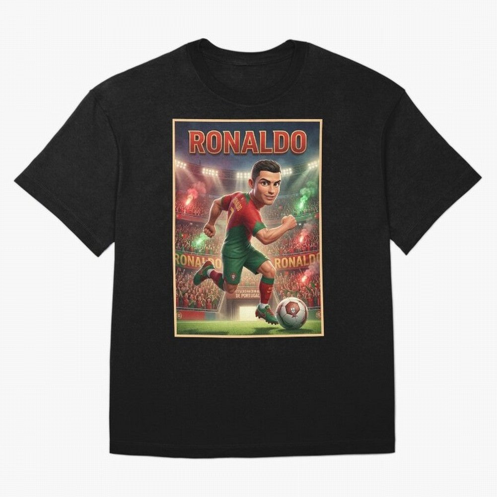 Ronaldo Oversized T-Shirt Bring World Football Passion into Global Football Passion for FIFA World Cup 2026, Driven by Messi, CR7 and Mbappe, Portugal, Football Festival Excitement, Trophy Ambitions, Country Rivalries and Star Player Buzz; Perfect