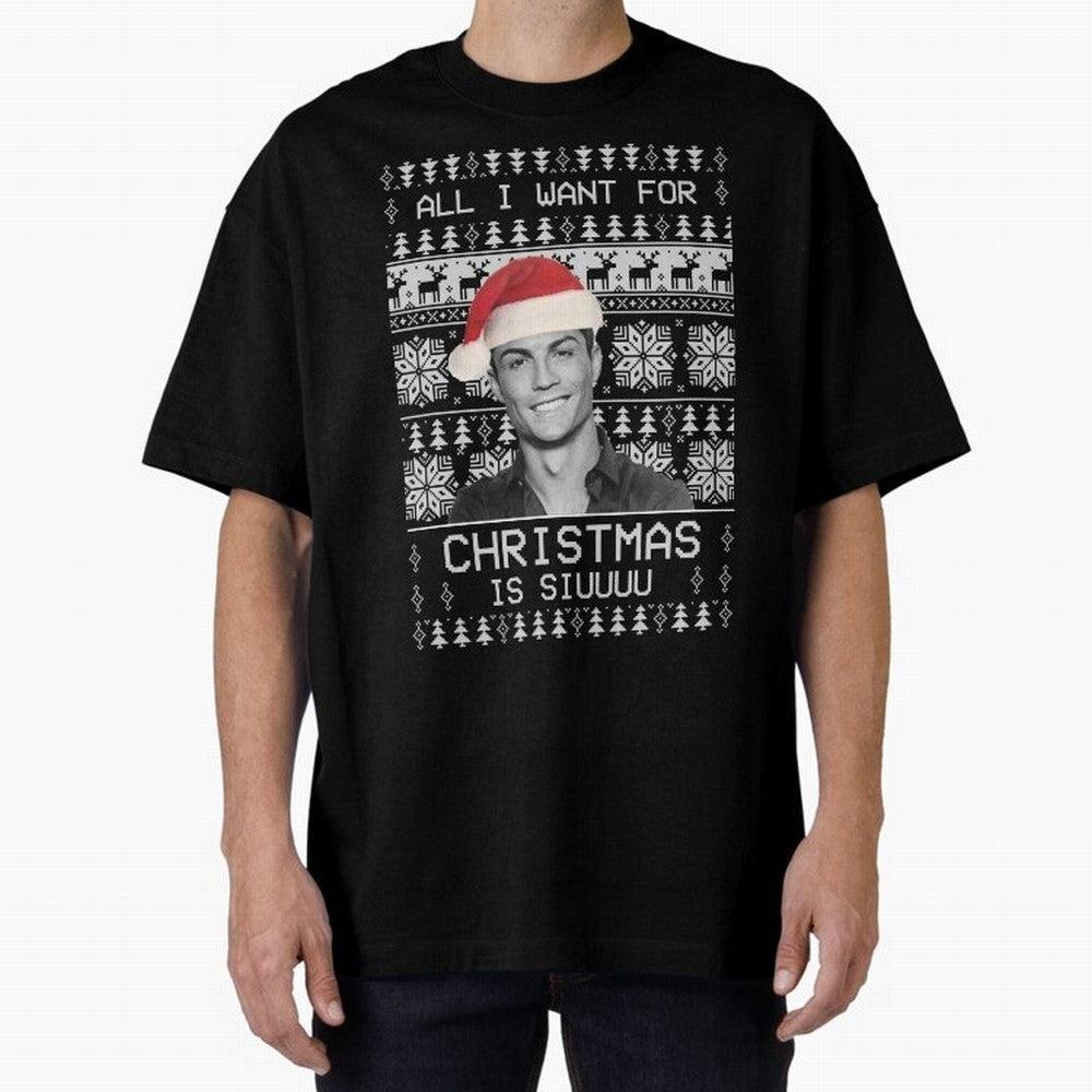 cristiano ronaldo siuuu funny christmas sweater Oversized T-Shirt Support the Legends of FIFA World Cup 2026 Group Stage Spirit, Inspired by Portugal, Messi, CR7 and Mbappe, Classic Soccer Heritage, Championship Pressure, Fan Loyalty and