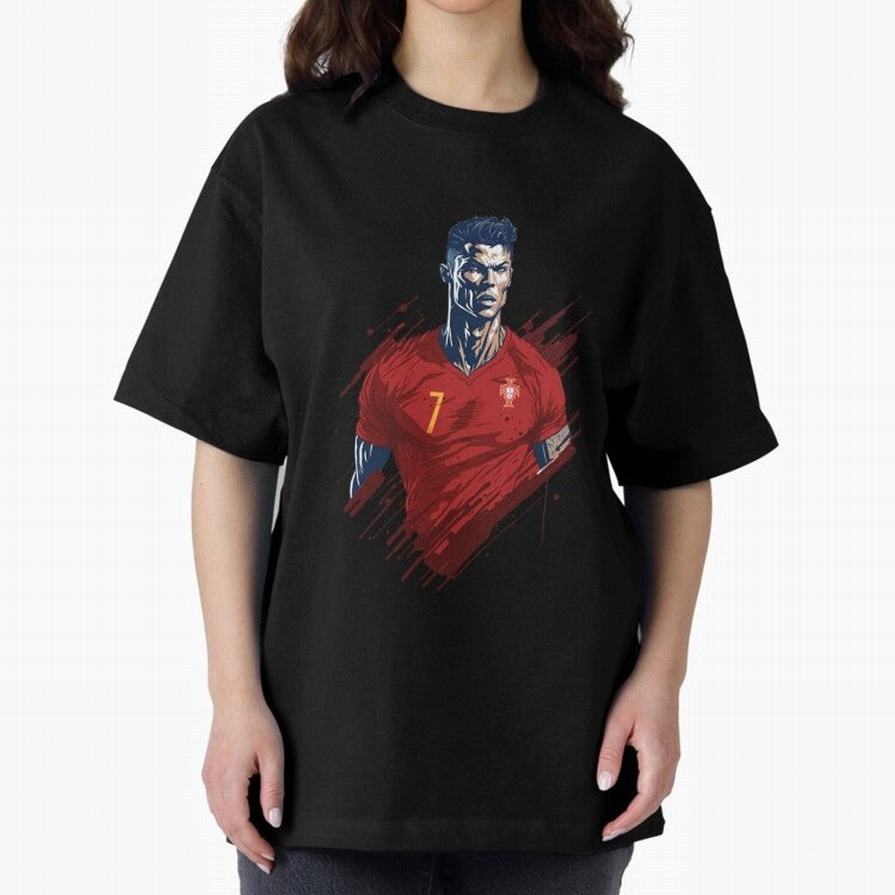 Cristiano Ronaldo splash art Oversized T-Shirt Turn Football Passion into FIFA World Cup 2026 Group Stage with Cristiano Ronaldo, Argentina and Brazil Energy, Goal Celebration Energy, Supporter Heritage, Football Icons and Worldwide Tournament Joy;