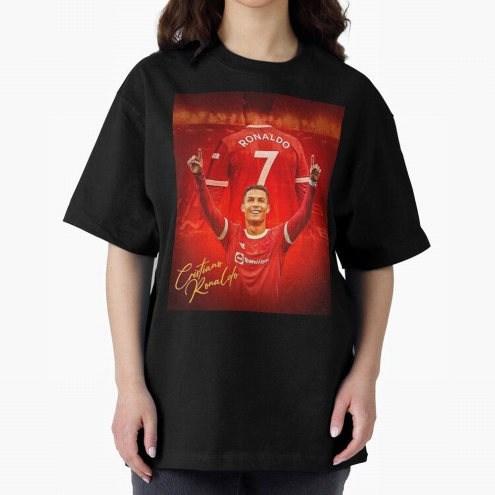 Cristiano Ronaldo Poster Oversized T-Shirt Stand with the FIFA World Cup 2026 Group Stage Journey through Mbappe Highlights, Argentina, France and Brazil Pride, Retro Football Energy, Iconic Rivalries, Trophy Chase Drama and Stadium Atmosphere;
