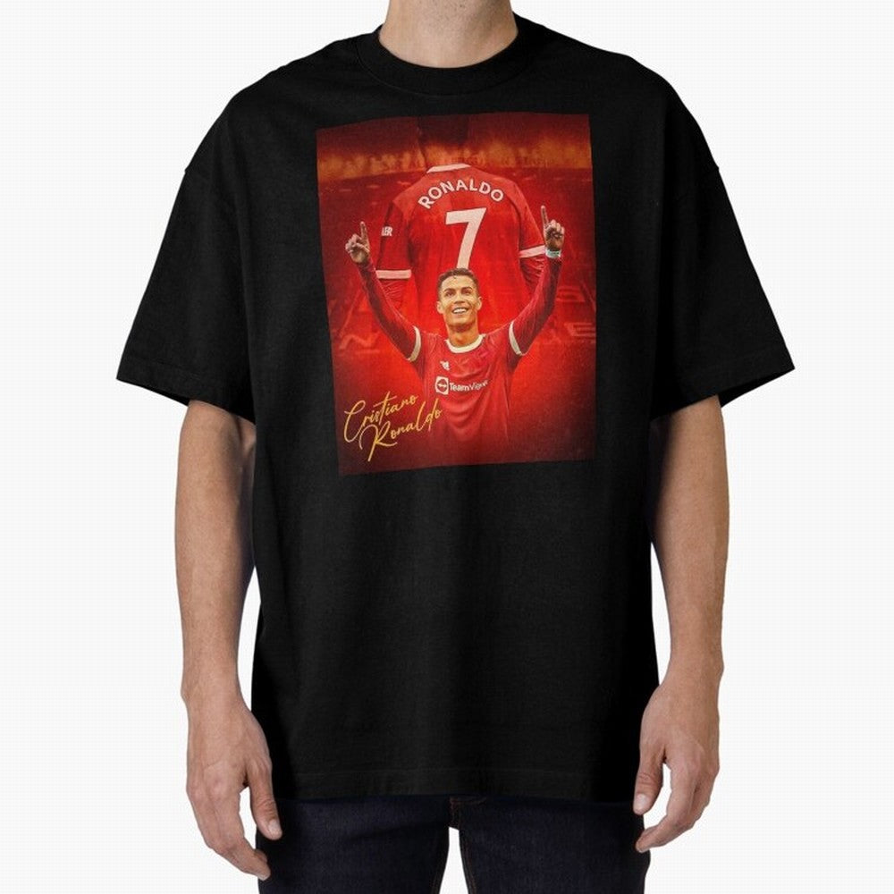 Cristiano Ronaldo Poster Oversized T-Shirt Stand with the FIFA World Cup 2026 Group Stage Journey through Mbappe Highlights, Argentina, France and Brazil Pride, Retro Football Energy, Iconic Rivalries, Trophy Chase Drama and Stadium Atmosphere;