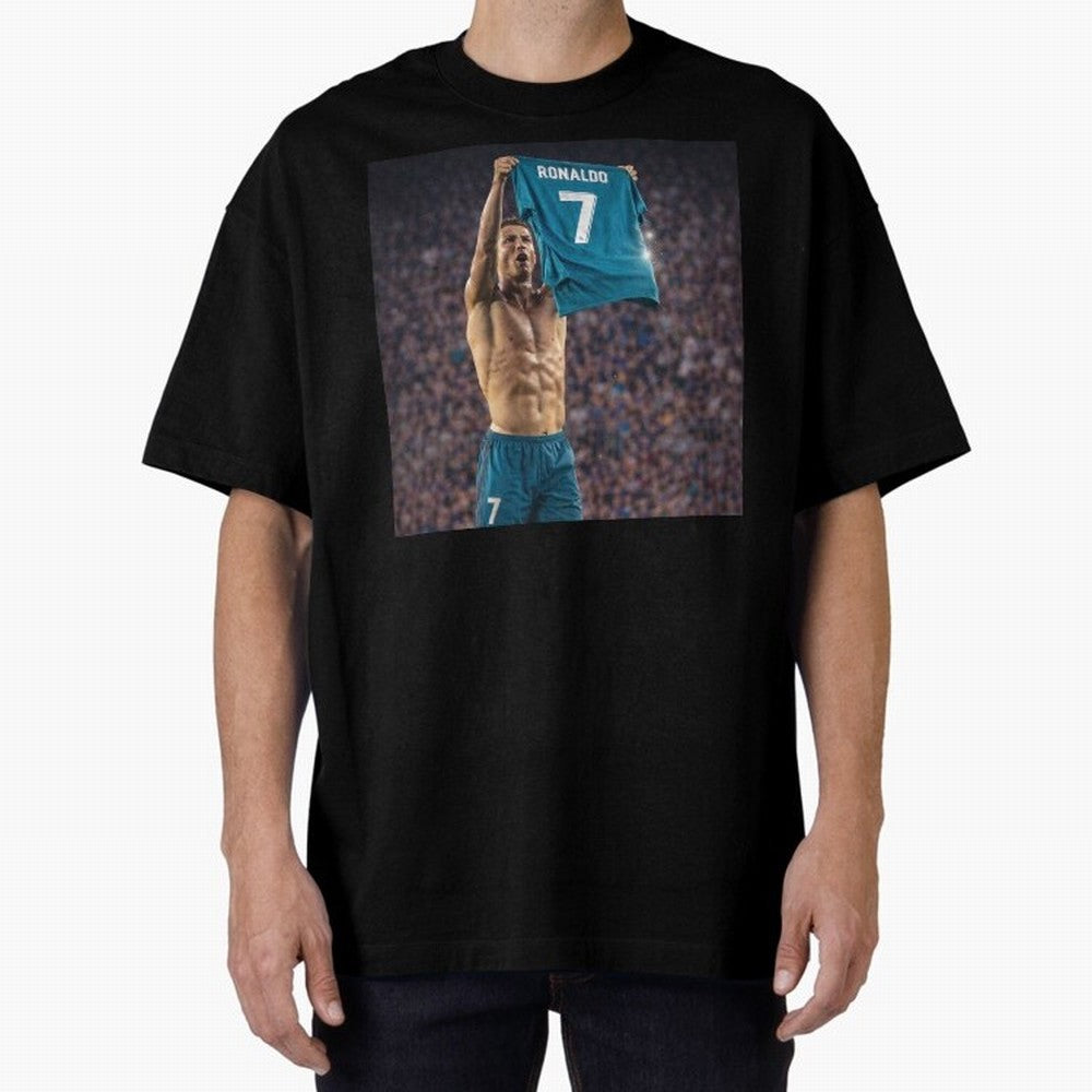 Ronaldo Holding Number Seven Shirt Oversized T-Shirt Bring Retro Soccer Energy to FIFA World Cup 2026 Group Stage Spirit, Capturing England, Neymar, Classic Soccer Heritage, Championship Pressure, Fan Loyalty and International Pride; Great for