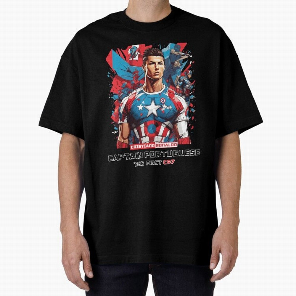 Cristiano Ronaldo Captain Portuguese Oversized T-Shirt Relive Match Day Hype around FIFA World Cup 2026, Cristiano Ronaldo, Argentina, France and Brazil, Stadium Memories, Football Loyalty, International Chants and Championship Tradition; Perfect
