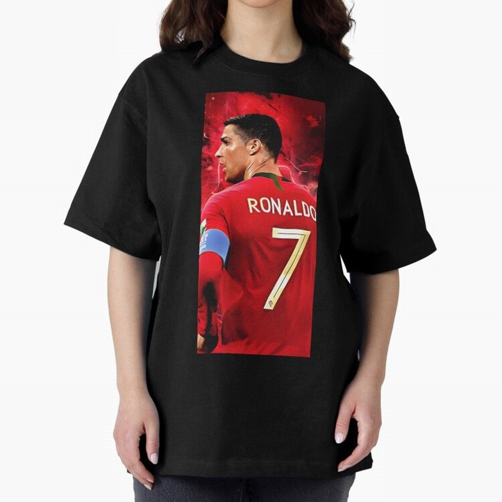 Cristiano Ronaldo Oversized T-Shirt Represent Match Day Hype around FIFA World Cup 2026 Group Stage, Mbappe, Brazil, Portugal and Argentina, Goal Celebration Energy, Supporter Heritage, Football Icons and Worldwide Tournament Joy; Great for