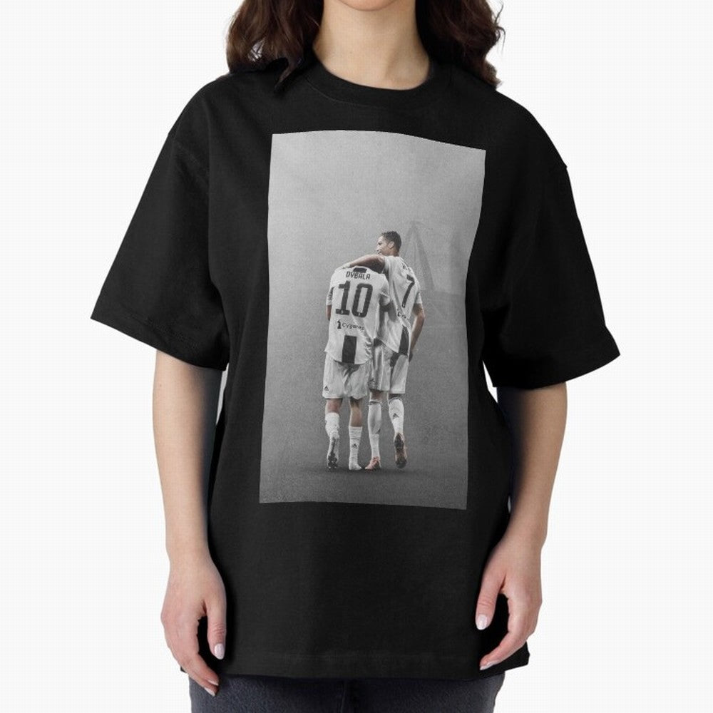 ronaldo with paulo dybala Oversized T-Shirt Capture the FIFA World Cup 2026 Journey through Messi and Cristiano Ronaldo Highlights, Argentina Pride, Champion Mindset, Group Stage Buzz, Knockout Tension and Passionate Fan Culture; Perfect for