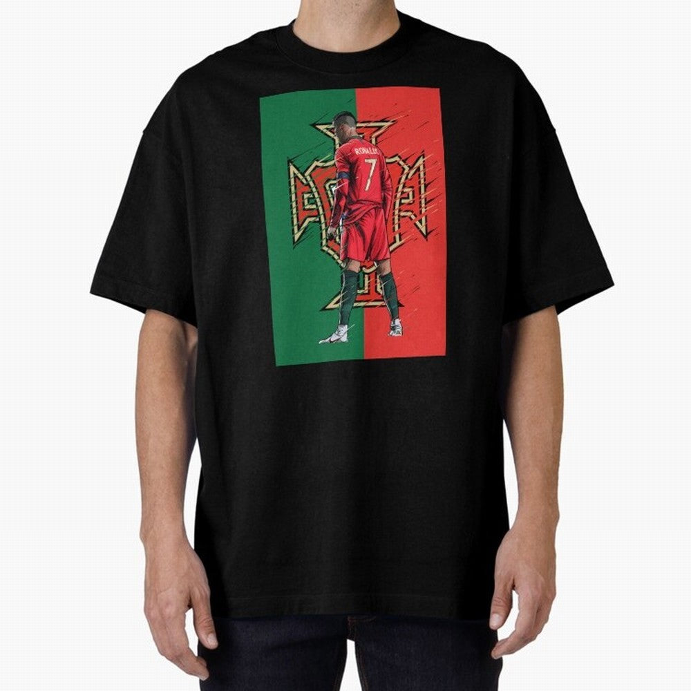 CR7 Portugal Oversized T-Shirt Join the Countdown to FIFA World Cup 2026 USA Canada Mexico for Fans of Neymar, Haaland and Cristiano Ronaldo and Argentina, France and Brazil, Bringing Retro Football Energy, Iconic Rivalries, Trophy Chase Drama and