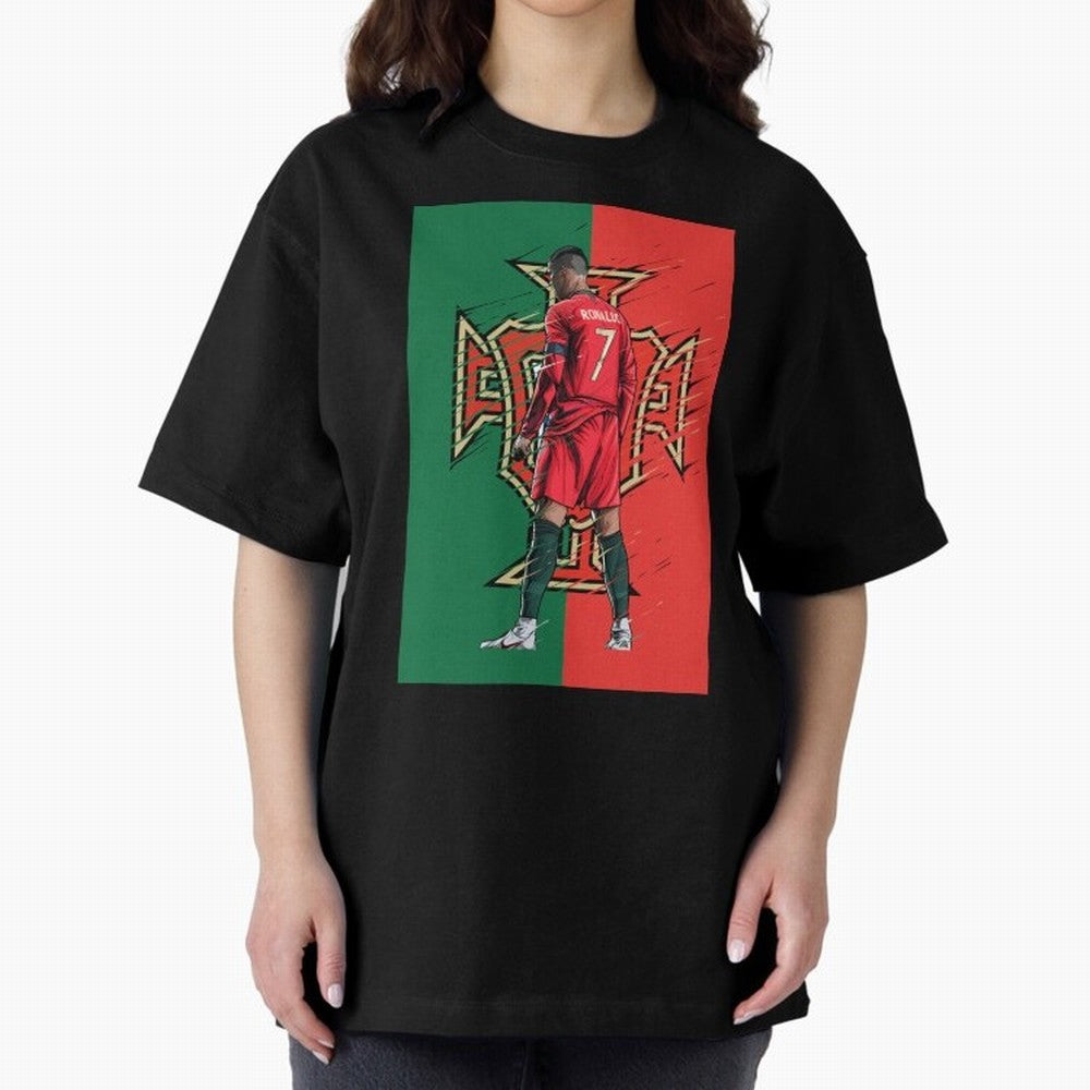 CR7 Portugal Oversized T-Shirt Join the Countdown to FIFA World Cup 2026 USA Canada Mexico for Fans of Neymar, Haaland and Cristiano Ronaldo and Argentina, France and Brazil, Bringing Retro Football Energy, Iconic Rivalries, Trophy Chase Drama and