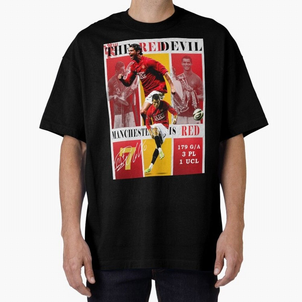 Cristiano Ronaldo 2008 Manchester United Poster Oversized T-Shirt Remember Iconic Moments from FIFA World Cup 2026 USA Canada Mexico Featuring Cristiano Ronaldo, Argentina Energy, Football Passion, Legendary Performances, Festival Vibes and