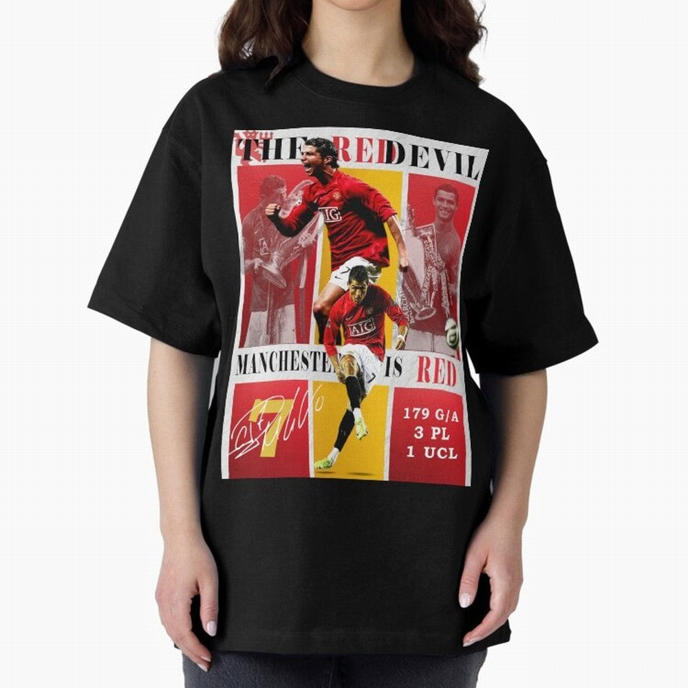 Cristiano Ronaldo 2008 Manchester United Poster Oversized T-Shirt Remember Iconic Moments from FIFA World Cup 2026 USA Canada Mexico Featuring Cristiano Ronaldo, Argentina Energy, Football Passion, Legendary Performances, Festival Vibes and