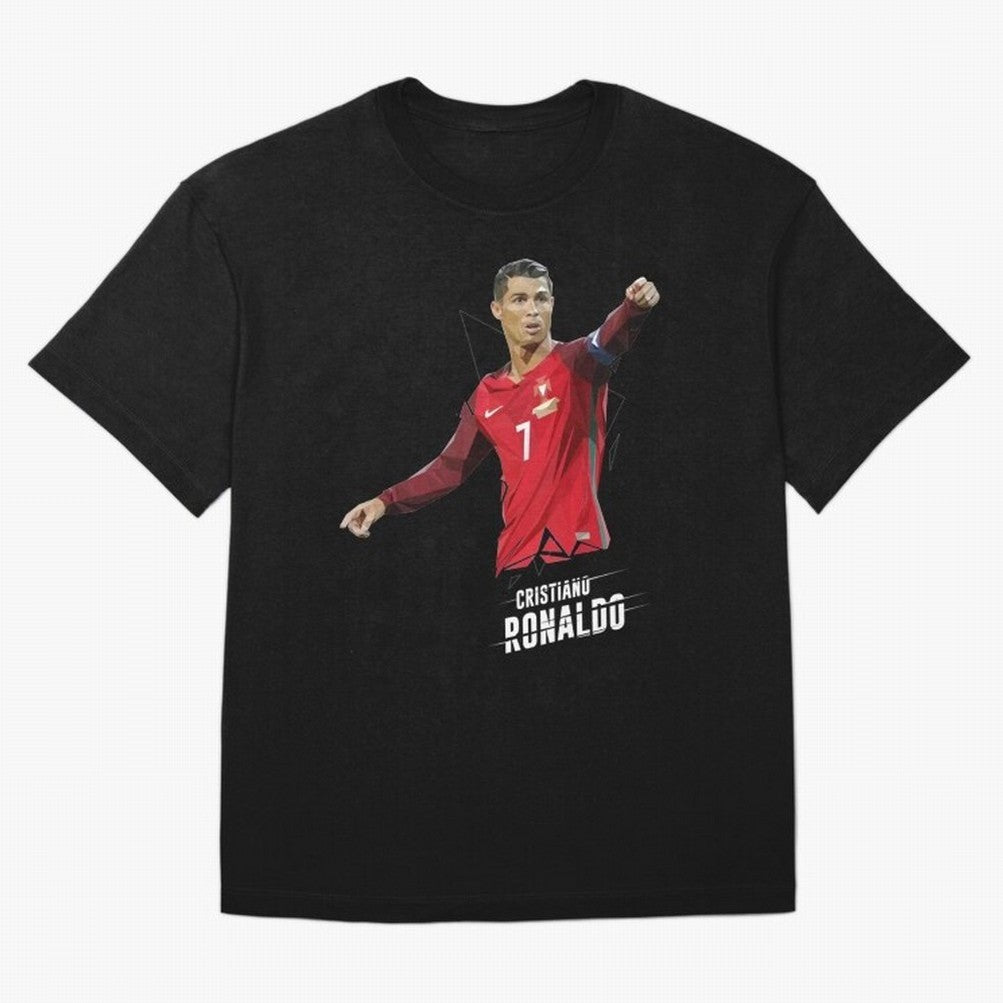 Ronaldo Cristiano Ronaldo Lowpoly Art Oversized T-Shirt Show Match Day Excitement for Match Day Hype around FIFA World Cup 2026, Messi, CR7 and Mbappe, Brazil, Portugal and Argentina, Championship Spirit, Famous Goals, Roaring Crowds and