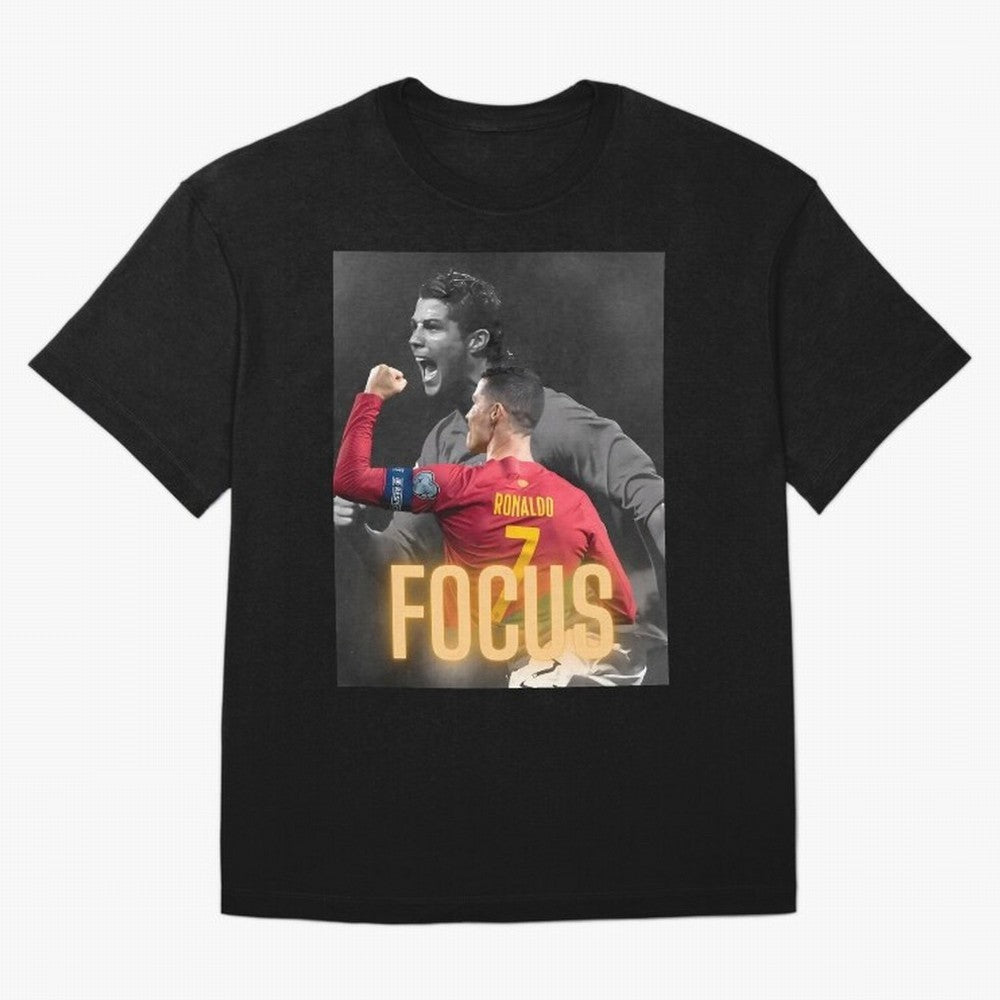 Focus With CR7 Oversized T-Shirt Fuel FIFA World Cup 2026 USA Canada Mexico for Fans of Messi and Spain and Netherlands, Bringing Sports Nostalgia, International Competition, Famous Players and Unforgettable Victories; Perfect for People Who Love