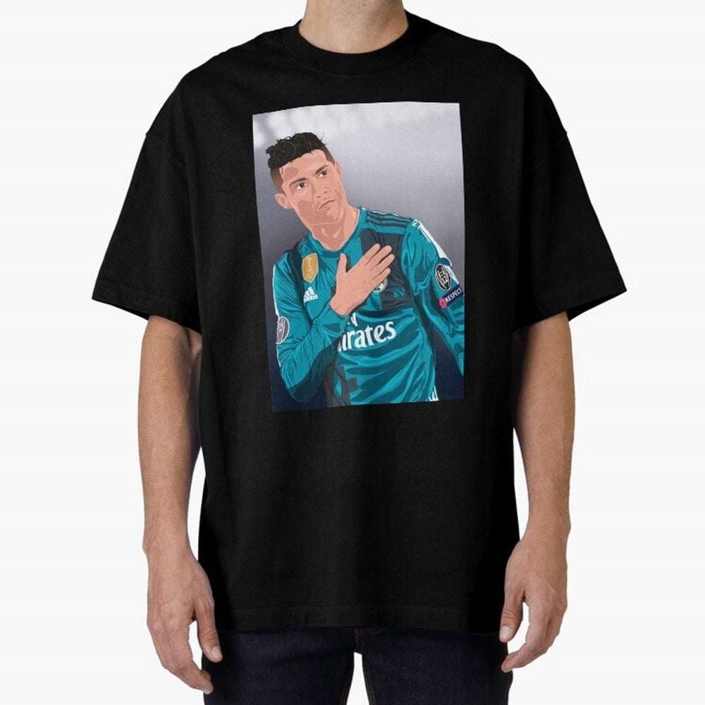 Cristiano Ronaldo Oversized T-Shirt Follow the Final Road of FIFA World Cup 2026 Spirit, Inspired by Portugal, CR7 and Messi, Retro Football Energy, Iconic Rivalries, Trophy Chase Drama and Stadium Atmosphere; Perfect for Fans, Collectors, Family