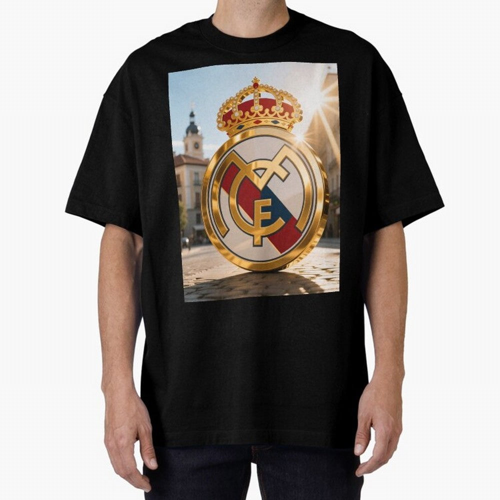 Plaza Sol Real Madrid Oversized T-Shirt Represent FIFA World Cup 2026 USA Canada Mexico Driven by Mbappe and Neymar, Spain Energy, Game Day Rituals, Football Legends, Country Pride and the Road to the Final; Ideal for Fans Who Follow Messi,