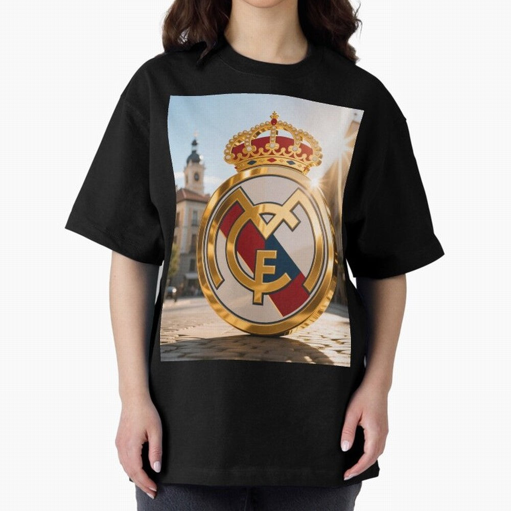 Plaza Sol Real Madrid Oversized T-Shirt Represent FIFA World Cup 2026 USA Canada Mexico Driven by Mbappe and Neymar, Spain Energy, Game Day Rituals, Football Legends, Country Pride and the Road to the Final; Ideal for Fans Who Follow Messi,
