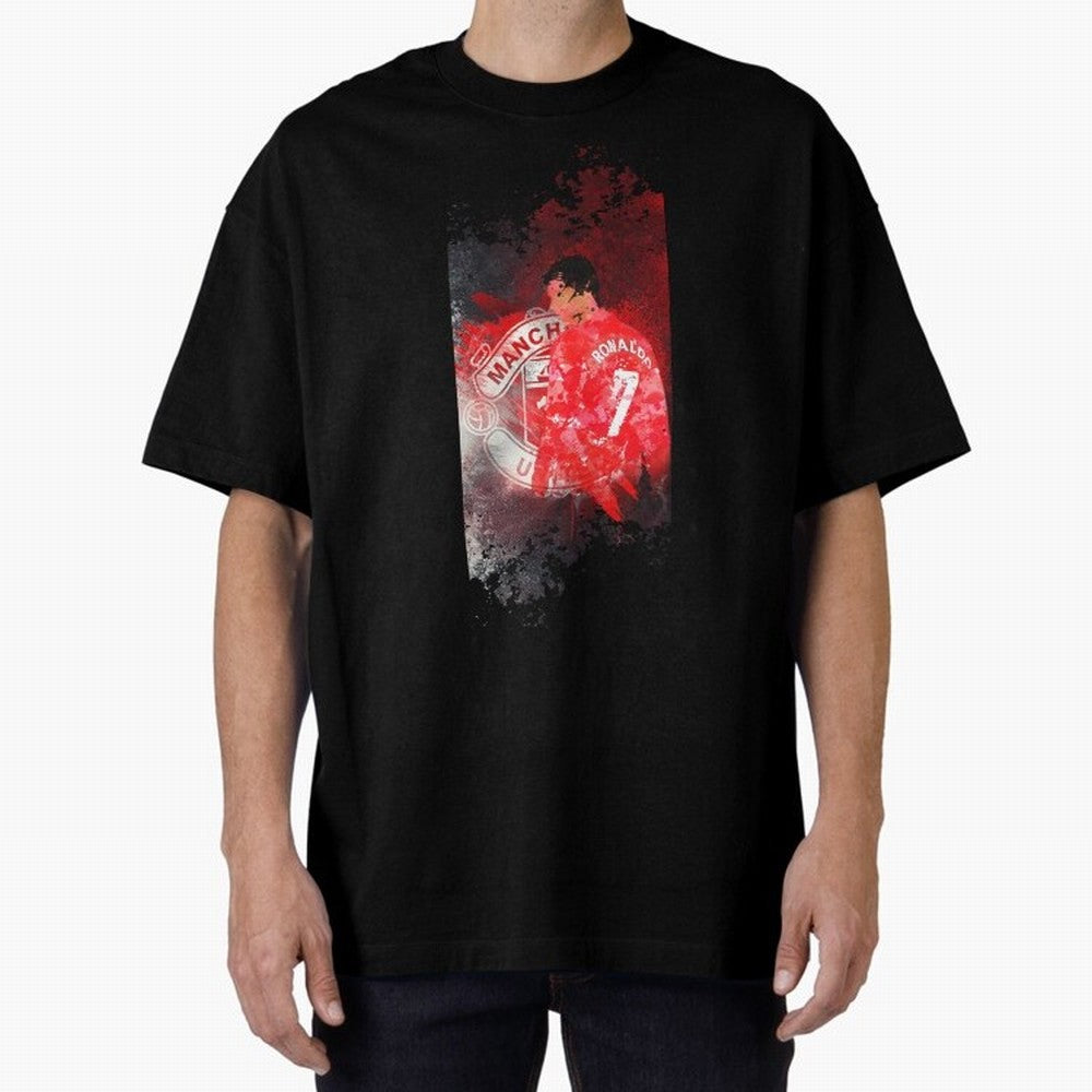 Ronaldo Illustration 003 Oversized T-Shirt Show Passion for the Stars of FIFA World Cup 2026 Group Stage for Fans of Mbappe and Argentina, France and Brazil, Bringing Global Supporter Spirit, Legendary Goals, National Colors and Tournament