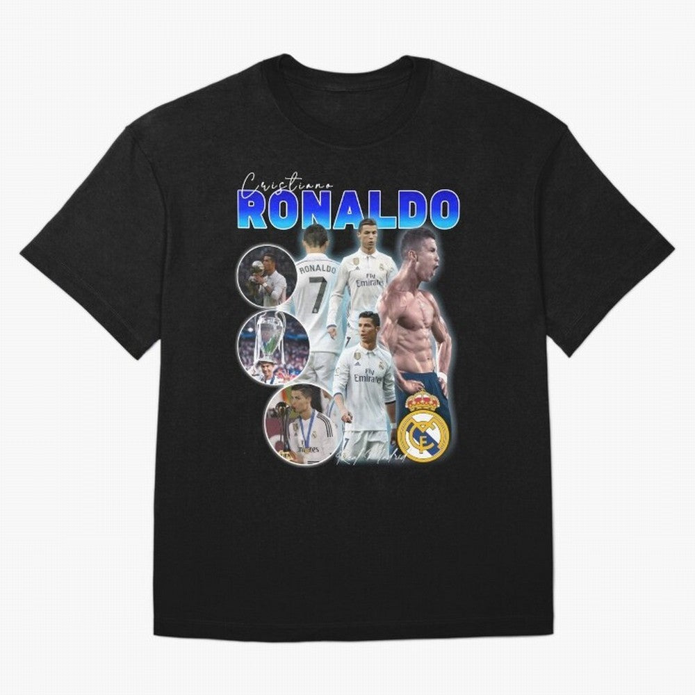 Cristiano Ronaldo Bootleg Oversized T-Shirt Make Memories around the FIFA World Cup 2026 USA Canada Mexico Journey through Messi and Cristiano Ronaldo Highlights, England Pride, Championship Spirit, Famous Goals, Roaring Crowds and International