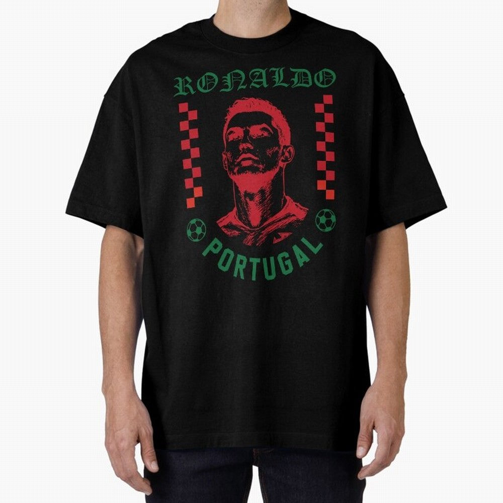 Cristiano Ronaldo Portugal Football Design World Cup Fan Art GOAT Soccer Oversized T-Shirt Relive FIFA World Cup 2026 Group Stage Spirit, Inspired by England and Germany, Mbappe, Stadium Chants, National Pride, Trophy Dreams and Unforgettable
