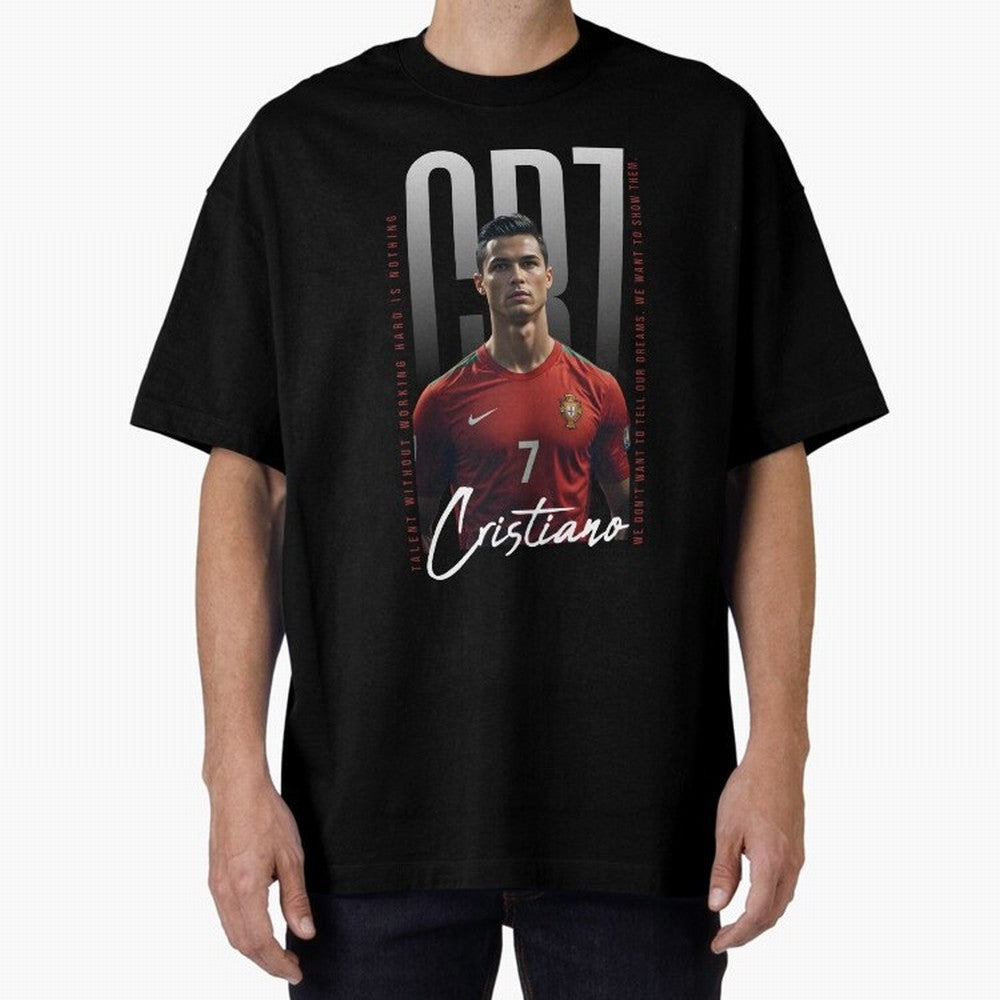 Cristiano Ronaldo Oversized T-Shirt Celebrate FIFA World Cup 2026 Spirit, Filled with Spain, Cristiano Ronaldo, Champion Mindset, Group Stage Buzz, Knockout Tension and Passionate Fan Culture; Ideal for Football Dads, Football Moms, Friends,