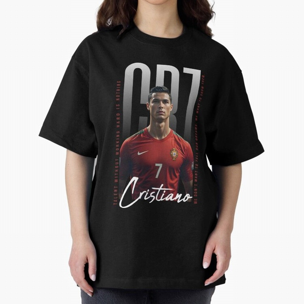 Cristiano Ronaldo Oversized T-Shirt Celebrate FIFA World Cup 2026 Spirit, Filled with Spain, Cristiano Ronaldo, Champion Mindset, Group Stage Buzz, Knockout Tension and Passionate Fan Culture; Ideal for Football Dads, Football Moms, Friends,