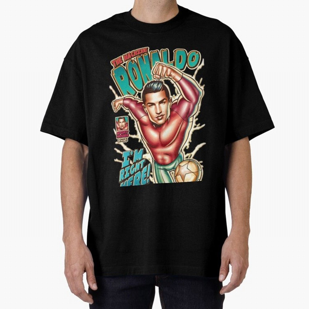 Cristiano Ronaldo The Machine Ronaldo Oversized T-Shirt Celebrate Rivalries and Pride in Global Football Passion for FIFA World Cup 2026, Inspired by Haaland and Mbappe, England, France and Netherlands, Champion Mindset, Group Stage Buzz, Knockout