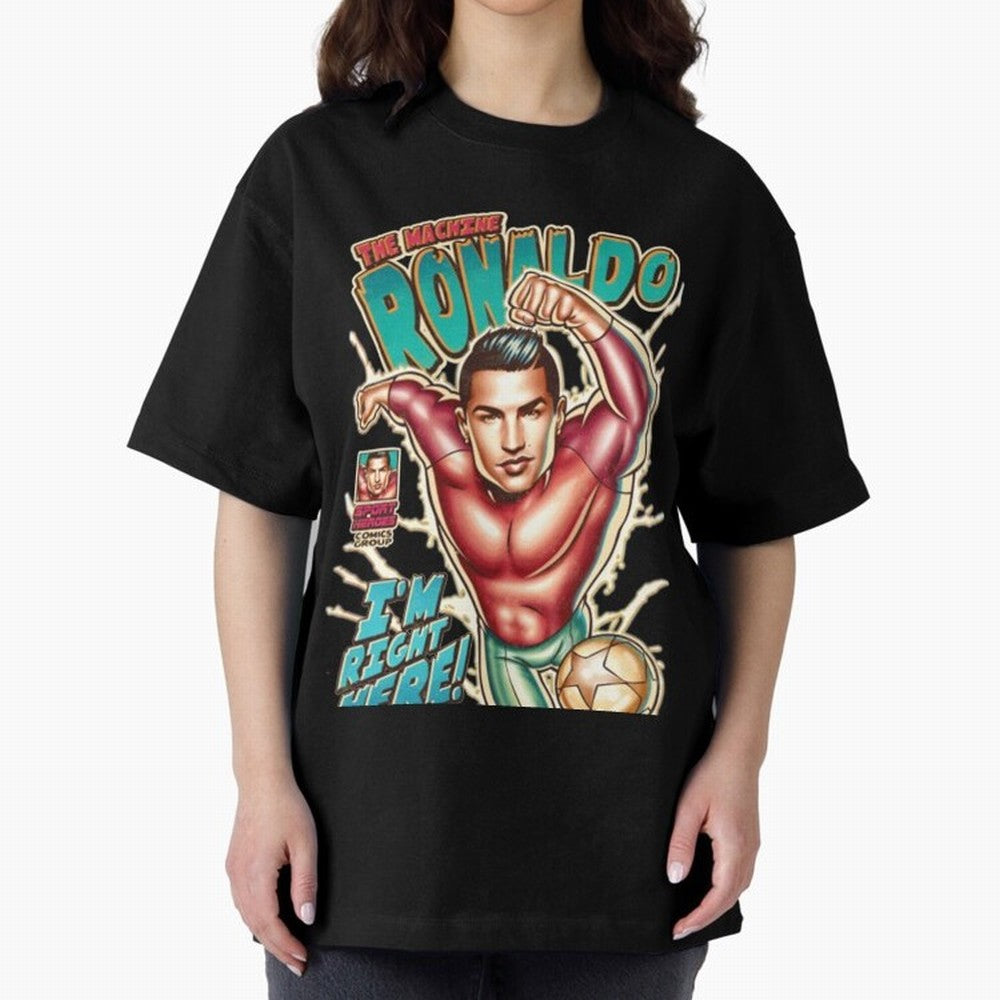 Cristiano Ronaldo The Machine Ronaldo Oversized T-Shirt Celebrate Rivalries and Pride in Global Football Passion for FIFA World Cup 2026, Inspired by Haaland and Mbappe, England, France and Netherlands, Champion Mindset, Group Stage Buzz, Knockout
