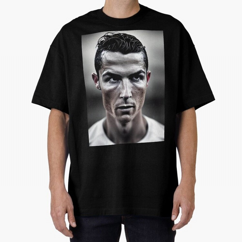Cristiano Ronaldo Portrait Oversized T-Shirt Celebrate the Road through the FIFA World Cup 2026 Journey through Neymar Highlights, France Pride, Supporter Pride, Iconic Celebrations, Legendary Names and Global Match Day Energy; Great for Supporters