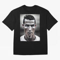 Cristiano Ronaldo Portrait Oversized T-Shirt Celebrate the Road through the FIFA World Cup 2026 Journey through Neymar Highlights, France Pride, Supporter Pride, Iconic Celebrations, Legendary Names and Global Match Day Energy; Great for Supporters