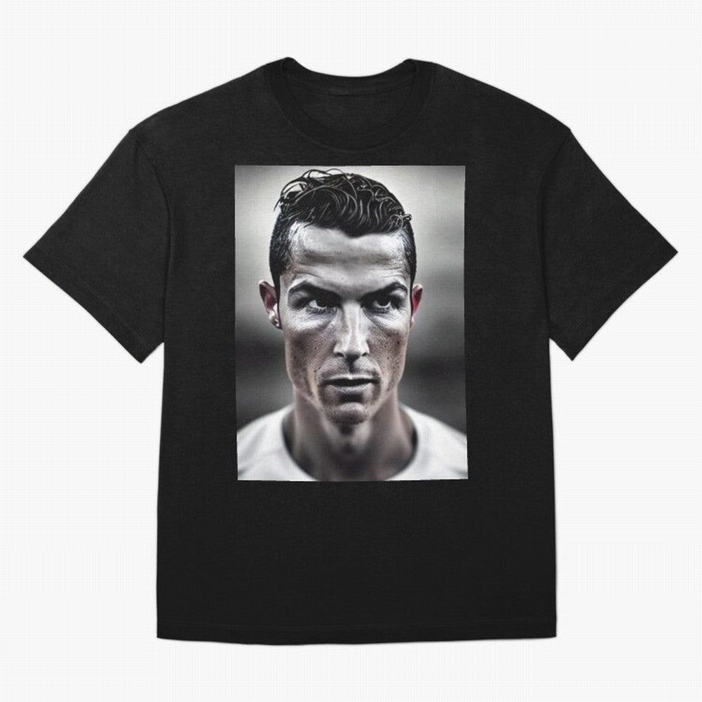 Cristiano Ronaldo Portrait Oversized T-Shirt Celebrate the Road through the FIFA World Cup 2026 Journey through Neymar Highlights, France Pride, Supporter Pride, Iconic Celebrations, Legendary Names and Global Match Day Energy; Great for Supporters
