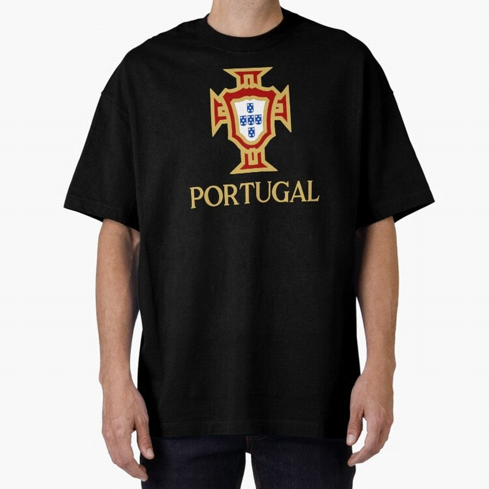 Portugal Gold Alt 3 Oversized T-Shirt Honor Football Greatness during FIFA World Cup 2026 Spirit, Driven by Argentina and Brazil, CR7 and Messi, Match Day Excitement, Supporter Culture, Golden Goals and Global Football Passion; Made for Collectors