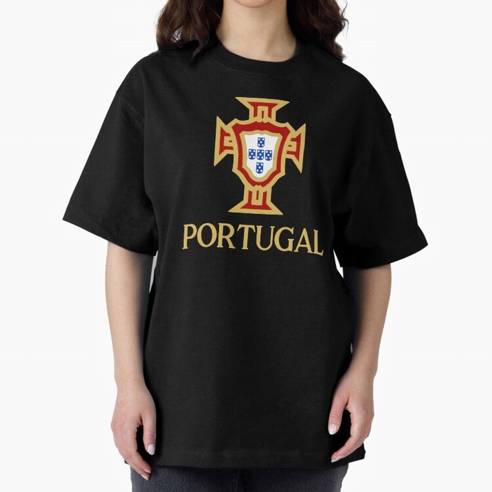 Portugal Gold Alt 3 Oversized T-Shirt Honor Football Greatness during FIFA World Cup 2026 Spirit, Driven by Argentina and Brazil, CR7 and Messi, Match Day Excitement, Supporter Culture, Golden Goals and Global Football Passion; Made for Collectors