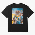 El Medall¨®n Del Real Madrid Oversized T-Shirt Show Your Stadium Side during Global Football Passion for FIFA World Cup 2026 Group Stage, Centered on Neymar, Haaland and Cristiano Ronaldo, Netherlands, Supporter Pride, Iconic Celebrations,