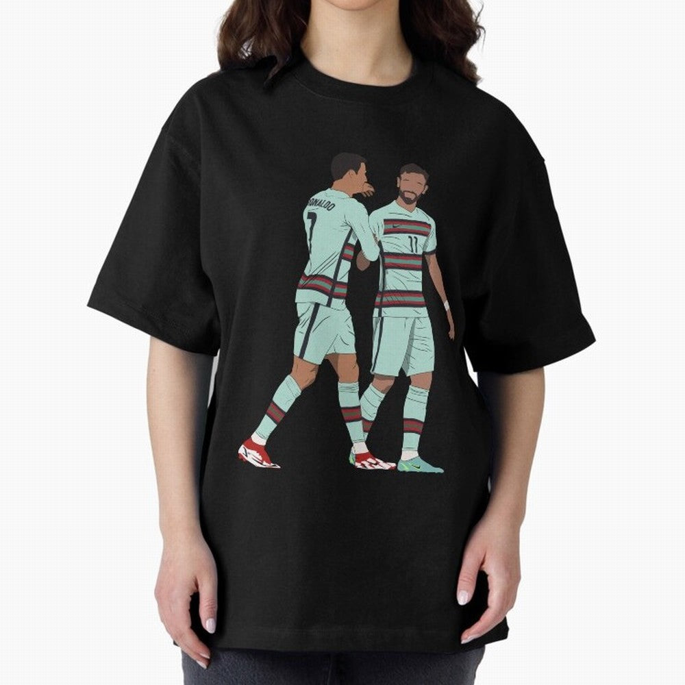 Cristiano Ronaldo & Bruno Fernandes Portugal Oversized T-Shirt Mark FIFA World Cup 2026 Group Stage Spirit, Connected to Argentina and Brazil, Haaland, Fan Favorite Moments, National Team Passion, Big Match Drama and Soccer History; Ideal for Fans